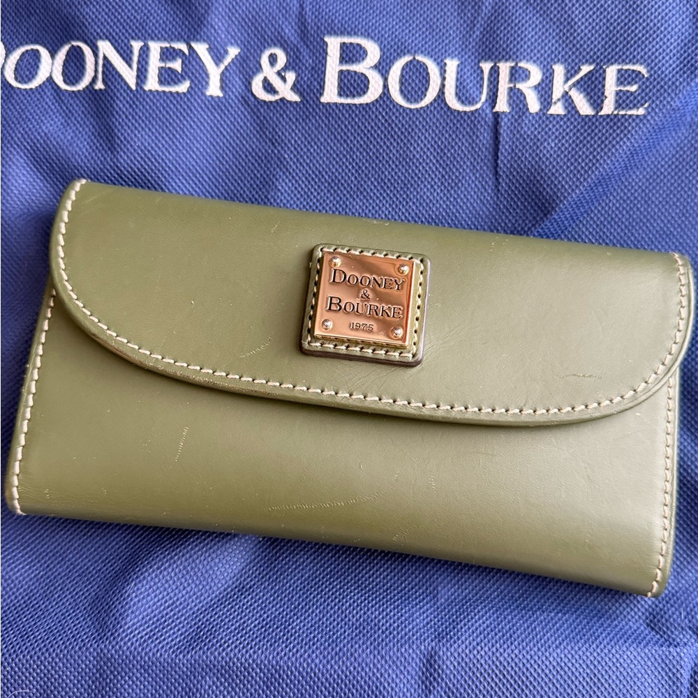 Dooney & Bourke Olive Green Leather Satchel Bag w/ Long Strap & Matching Wallet - Picture 9 of 11
